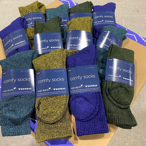 [24 Pairs] BOMBAS x Virgin Atlantic Calf Socks - Blueberry/Surf Navy/Pine/Desert